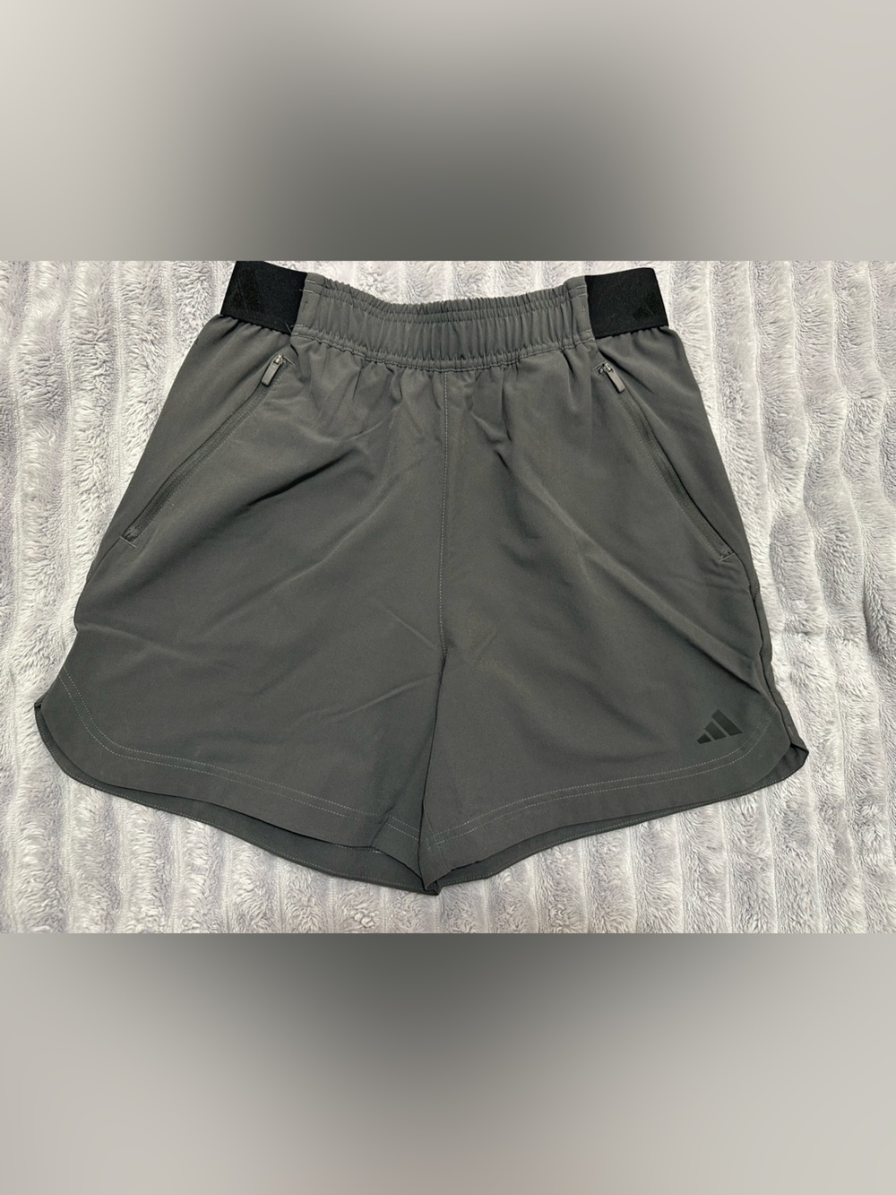adidas Dark Gray Athletic Training Shorts with Zipper Pockets